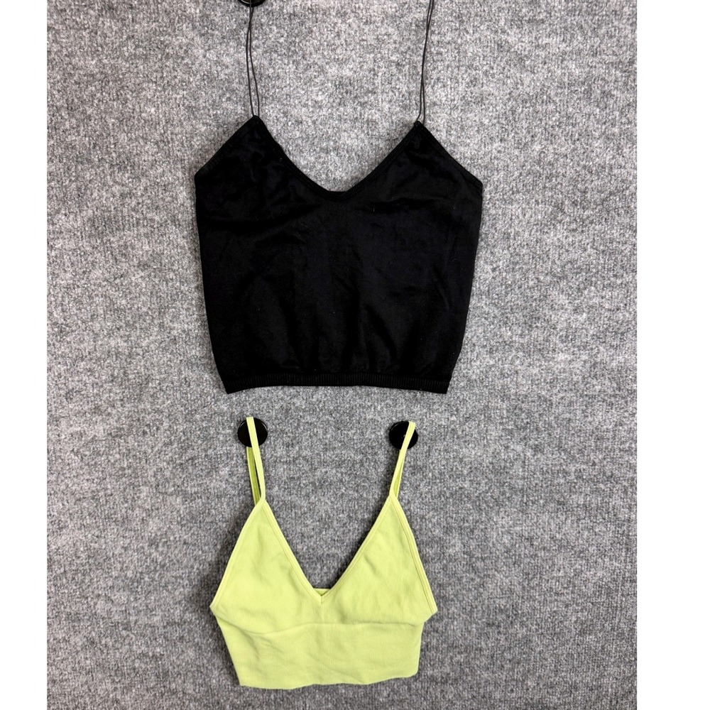 2pc Bundle Free People Intimately Crop Cami Top XS/S Black Green Ribbed Bralette